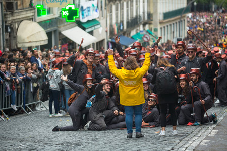 PORTO, PORTUGAL - MAY 7, 2019: During Cortejo Queima das Fitas - annual festivity of Portuguese...