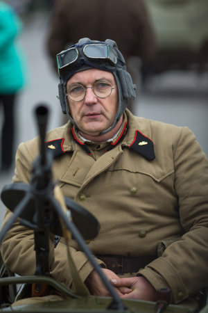VORONEZH, RUSSIA - NOV 10, 2019: Participants of military-historical reconstruction, dedicated to...