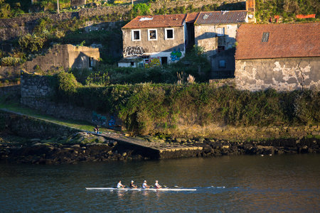 PORTO, PORTUGAL - APR 6, 2017: View of the Douro river. Porto is often referred to as Capital of the North, city won the European Best Destination 2012, 2014 and 2017 awards.のeditorial素材