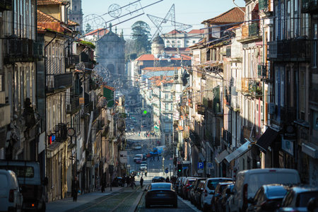 PORTO, PORTUGAL - DEC 17, 2019: View of one of streets in city center. Porto is often referred to as...