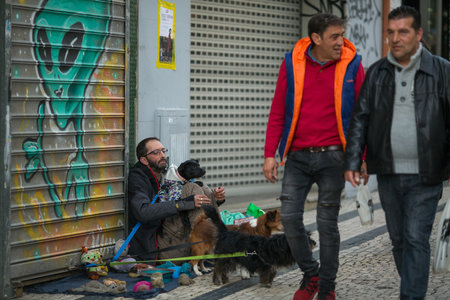 PORTO, PORTUGAL - DEC 24, 2019: On the pedestrian street Santa Catarina at center. Porto is often referred to as Capital of the North, city won the European Best Destination 2012, 2014, 2017 awards.のeditorial素材