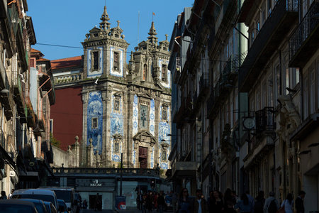 PORTO, PORTUGAL - FEB 22, 2020: One of the streets in old downtown. Porto is often referred to as Capital of the North, city won the European Best Destination 2012, 2014 and 2017 awards.のeditorial素材