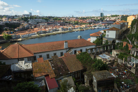 PORTO, PORTUGAL - APRIL 28, 2020: Empty streets Porto downtown during the Coronavirus Pandemic. The Portuguese Parliament extended the state of emergency until May 2, 2020 year.のeditorial素材