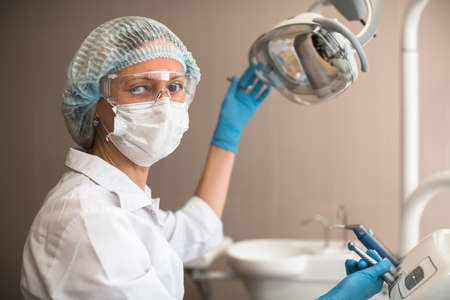 Portrait of woman dentist in dental clinic. の写真素材