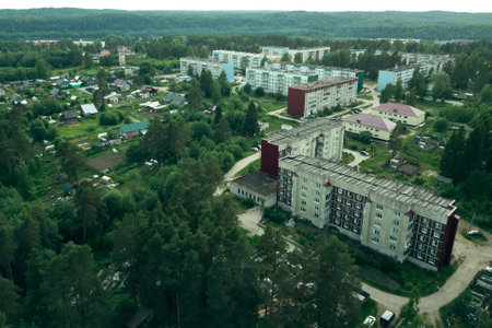 Top view of the urban village in Leningrad region, Russia.のeditorial素材