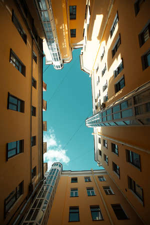 View of the typical courtyard shapes in St. Petersburg, Russia.の写真素材