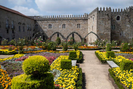 Flower beds in the garden in the old part city of Braga, Portugal.の写真素材