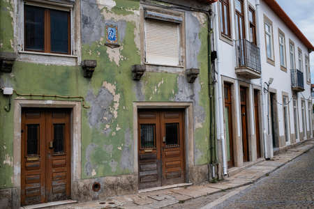 On one of the streets of Vila do Conde, Porto district, Portugal.の写真素材