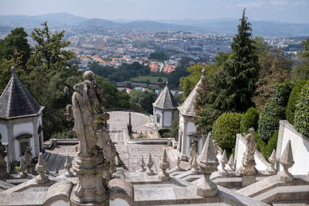 View of the Braga city from the church of Bom Jesus do Monte, Portugal.の写真素材