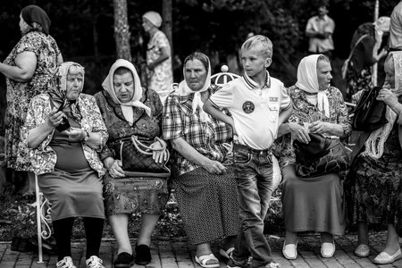 LAKE DYMSKY, RUSSIA - JULY 7, 2014: Celebrations commemorating the Rev. Anthony Dymsky (died 1224) in Orthodox male Antony Dymsky Monastery of the Leningrad Region, 17 kilometers from Tikhvin.のeditorial素材