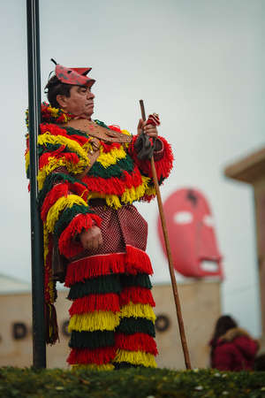 PODENCE, PORTUGAL - MAR 1, 2022: During the ancient Carnival held in the village of Podence. Is one...