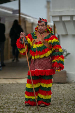 PODENCE, PORTUGAL - MAR 1, 2022: During the ancient Carnival held in the village of Podence. Is one of the most important traditional events of northern Portugal, UNESCO Intangible World Heritage.のeditorial素材