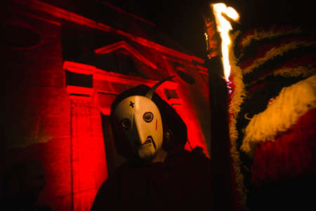 PODENCE, PORTUGAL - FEB 28, 2022: During the ancient Carnival held in the village of Podence. Is one...