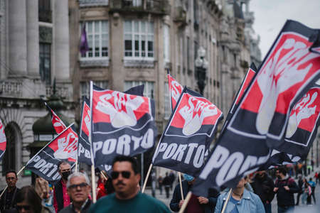 PORTO, PORTUGAL - MAY 1, 2022: During celebration of May Day in the Porto historical centre. This...