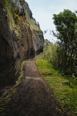 The mountain trekking trail on San Miguel Island, Azores Archipelago, Portugal.
