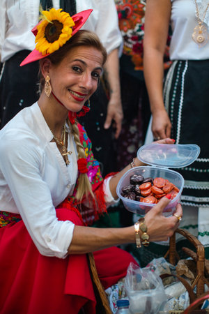 PORTO, PORTUGAL - YUL 2, 2022: During traditional Rusgas at the end of the St. John's festivities. Rusgas de Sao Joao is a tradition involving the various parishes of the city that dates back to 1957.のeditorial素材