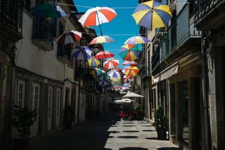 View of a street in the center of Viana do Castelo, Portugal.の写真素材