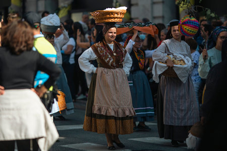 PORTO, PORTUGAL - YUL 2, 2022: During traditional Rusgas at the end of the St. John's festivities. Rusgas de Sao Joao is a tradition involving the various parishes of the city that dates back to 1957.のeditorial素材