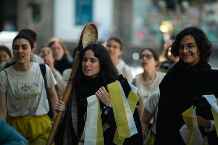 PORTO, PORTUGAL - MAY 8, 2023: Charity Day as part of Queima das Fitas - annual festivity of...