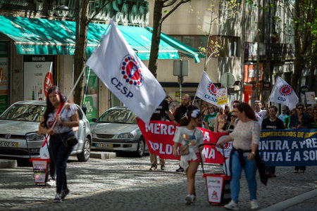 PORTO, PORTUGAL - MAY 1, 2023: During celebration of May Day in the Porto historical centre. In...