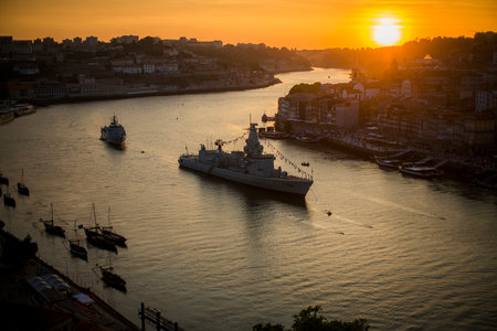 PORTO, PORTUGAL - MAY 19, 2023: The ship NRP Dom Francisco de Almeida is in Porto to celebrate the Navy Day. Multi-purpose frigate of the Royal Netherlands Navy in 2009 was sold the Portuguese Navy.のeditorial素材