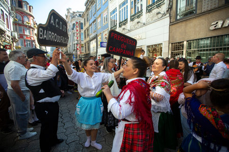 PORTO, PORTUGAL - YUL 2, 2022: During the celebration of the Rusgas Festa de Sao Joao. Is a festival during Midsummer, Saint John's Eve. Festivities have been held in the city for more than six centuries.のeditorial素材
