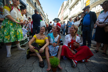 PORTO, PORTUGAL - YUL 2, 2022: During the celebration of the Rusgas Festa de Sao Joao. Is a festival during Midsummer, Saint John's Eve. Festivities have been held in the city for more than six centuries.のeditorial素材