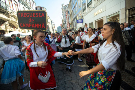 PORTO, PORTUGAL - YUL 2, 2022: During the celebration of the Rusgas Festa de Sao Joao. Is a festival during Midsummer, Saint John's Eve. Festivities have been held in the city for more than six centuries.のeditorial素材