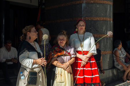 PORTO, PORTUGAL - JULY 1, 2023: Closing the week of Saint John festival, the popular marches aka Rusgas take to streets in the city. Festivities have been held in the Porto for more than six centuries.のeditorial素材