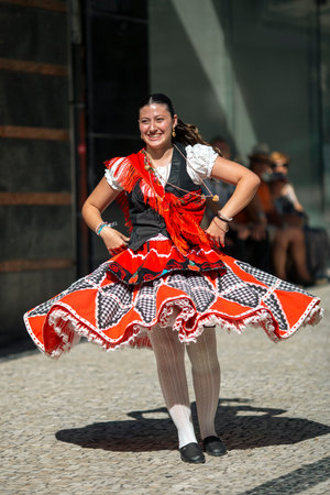 PORTO, PORTUGAL - JULY 1, 2023: Closing the week of Saint John festival, the popular marches aka Rusgas take to streets in the city. Festivities have been held in the Porto for more than six centuries.のeditorial素材