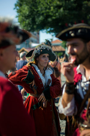 PORTO, PORTUGAL - JUL 7, 2023: During the annual Pirates Leca da Palmeira festival in Matosinhos Castle built 1638. Held by the municipality in order to preserve the historical and cultural heritage.のeditorial素材