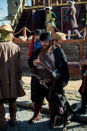 PORTO, PORTUGAL - JUL 7, 2023: During the annual Pirates Leca da Palmeira festival in Matosinhos Castle built 1638. Held by the municipality in order to preserve the historical and cultural heritage.のeditorial素材