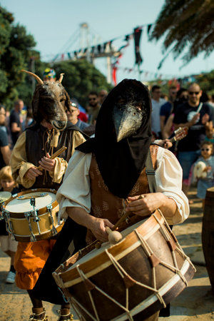PORTO, PORTUGAL - JUL 9, 2023: During the annual Pirates Leca da Palmeira festival in Matosinhos Castle built 1638. Held by the municipality in order to preserve the historical and cultural heritage.のeditorial素材