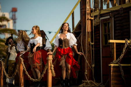 PORTO, PORTUGAL - JUL 9, 2023: During the annual Pirates Leca da Palmeira festival in Matosinhos Castle built 1638. Held by the municipality in order to preserve the historical and cultural heritage.のeditorial素材