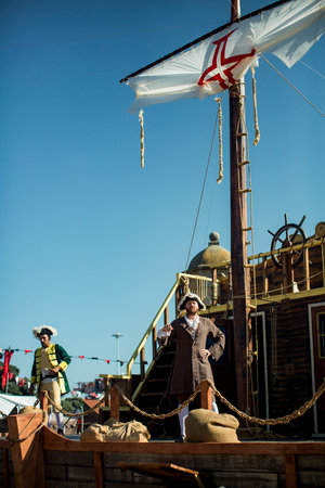 PORTO, PORTUGAL - JUL 7, 2023: During the annual Pirates Leca da Palmeira festival in Matosinhos Castle built 1638. Held by the municipality in order to preserve the historical and cultural heritage.のeditorial素材