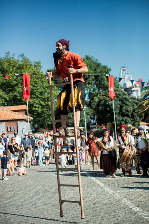 PORTO, PORTUGAL - JUL 7, 2023: During the annual Pirates Leca da Palmeira festival in Matosinhos Castle built 1638. Held by the municipality in order to preserve the historical and cultural heritage.のeditorial素材
