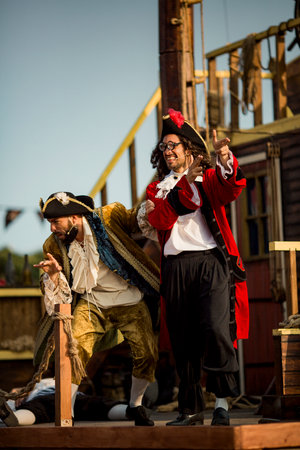 PORTO, PORTUGAL - JUL 9, 2023: During the annual Pirates Leca da Palmeira festival in Matosinhos Castle built 1638. Held by the municipality in order to preserve the historical and cultural heritage.のeditorial素材
