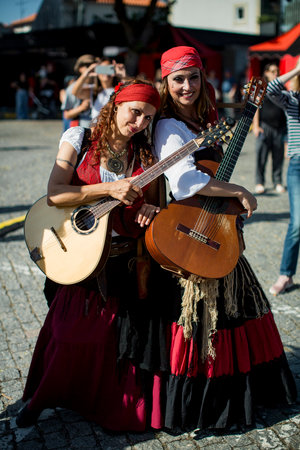 PORTO, PORTUGAL - JUL 7, 2023: During the annual Pirates Leca da Palmeira festival in Matosinhos Castle built 1638. Held by the municipality in order to preserve the historical and cultural heritage.のeditorial素材
