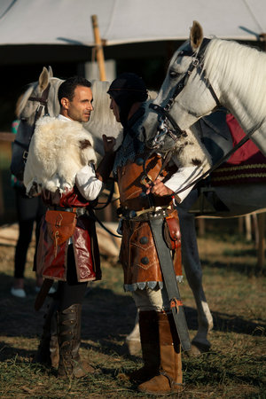 SANTA MARIA DA FEIRA, PORTUGAL - AUG 3, 2023: During annual Viagem Medieval festival. The 26th...