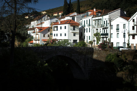 View of the mountain village of Vide (Seia) in the foot of Serra da Estrela, Portugal.の写真素材