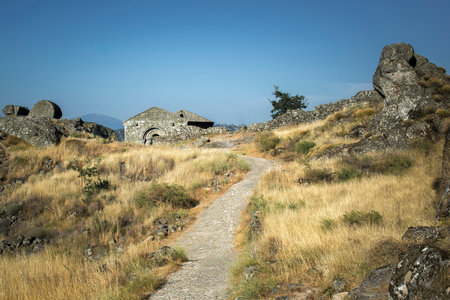 Granite houses in a medieval village of Monsanto in Idanha-a-Nova, Portugal.の写真素材