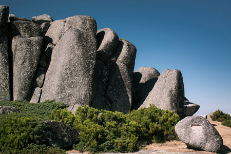 Boulders in the Sierra da Estrella mountain, Portugal.の写真素材