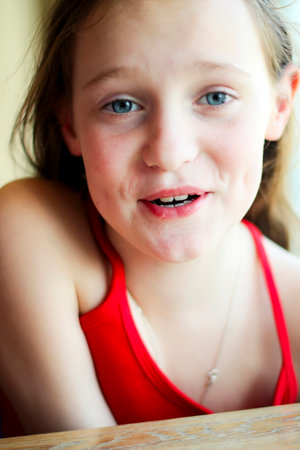 An emotional portrait of an adolescent girl.の写真素材