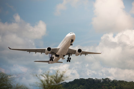 takeoff of a wide-body aircraft from the airport
