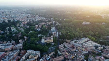 Aerial footage of Rome, Italy. Center of ancient Rome from drone.