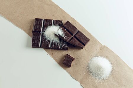 Chocolate on a white paperの写真素材
