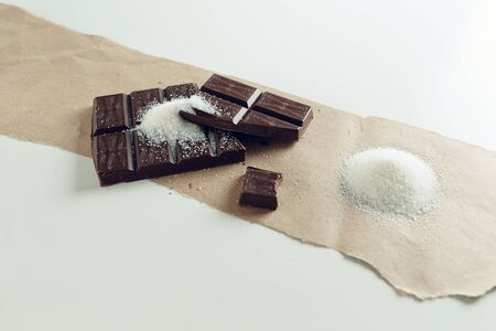 Chocolate on a white paperの写真素材