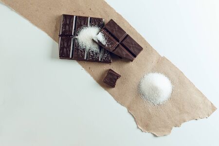 Chocolate on a white paperの写真素材