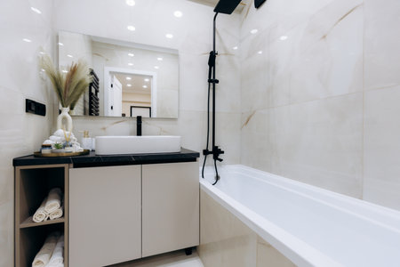 Discover a Modern Minimalistic Bathroom featuring a Sleek Design with Elegant and Stylish Features