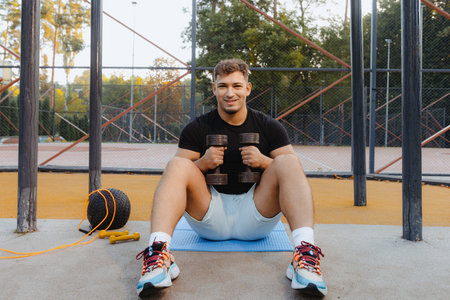 Experience an Energetic Workout Session at the Outdoor Gym, where fitness meets excitementの写真素材